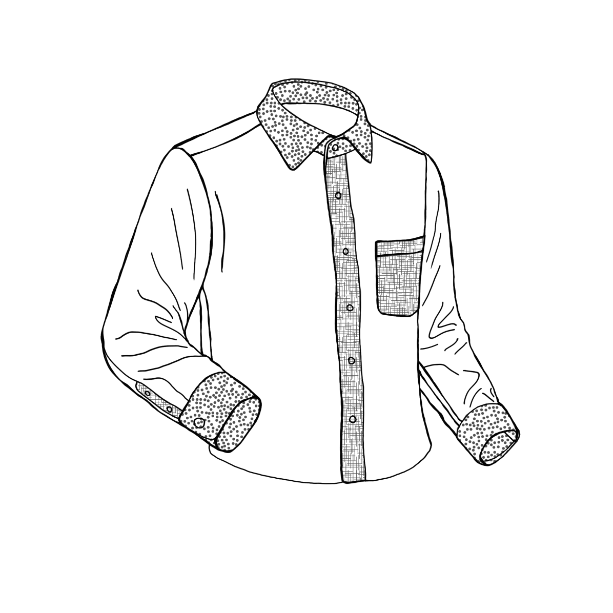 DHJ Entretela cosida blanca opaca para camisas 185 g/m²